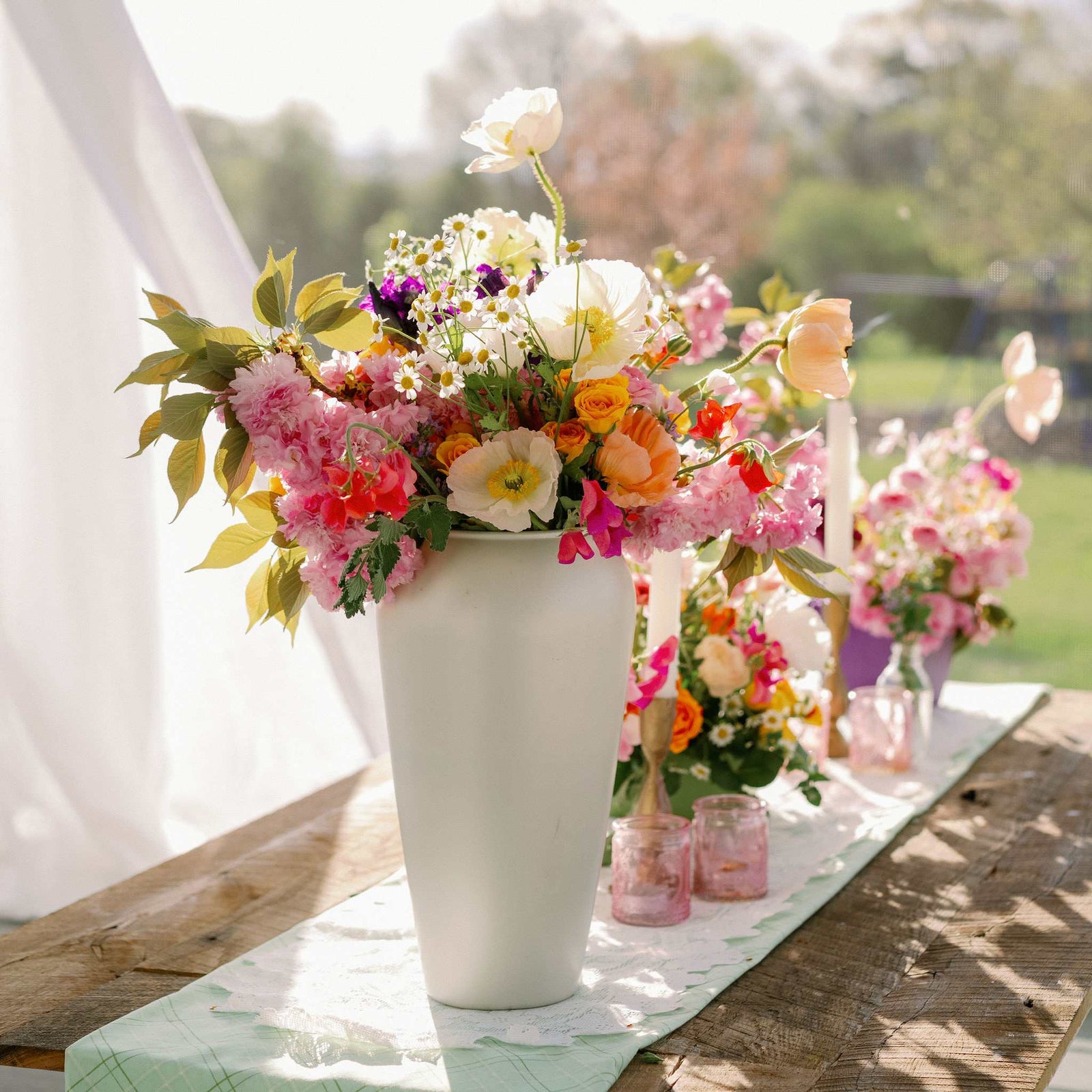 Classic White Vase with Spring Florals