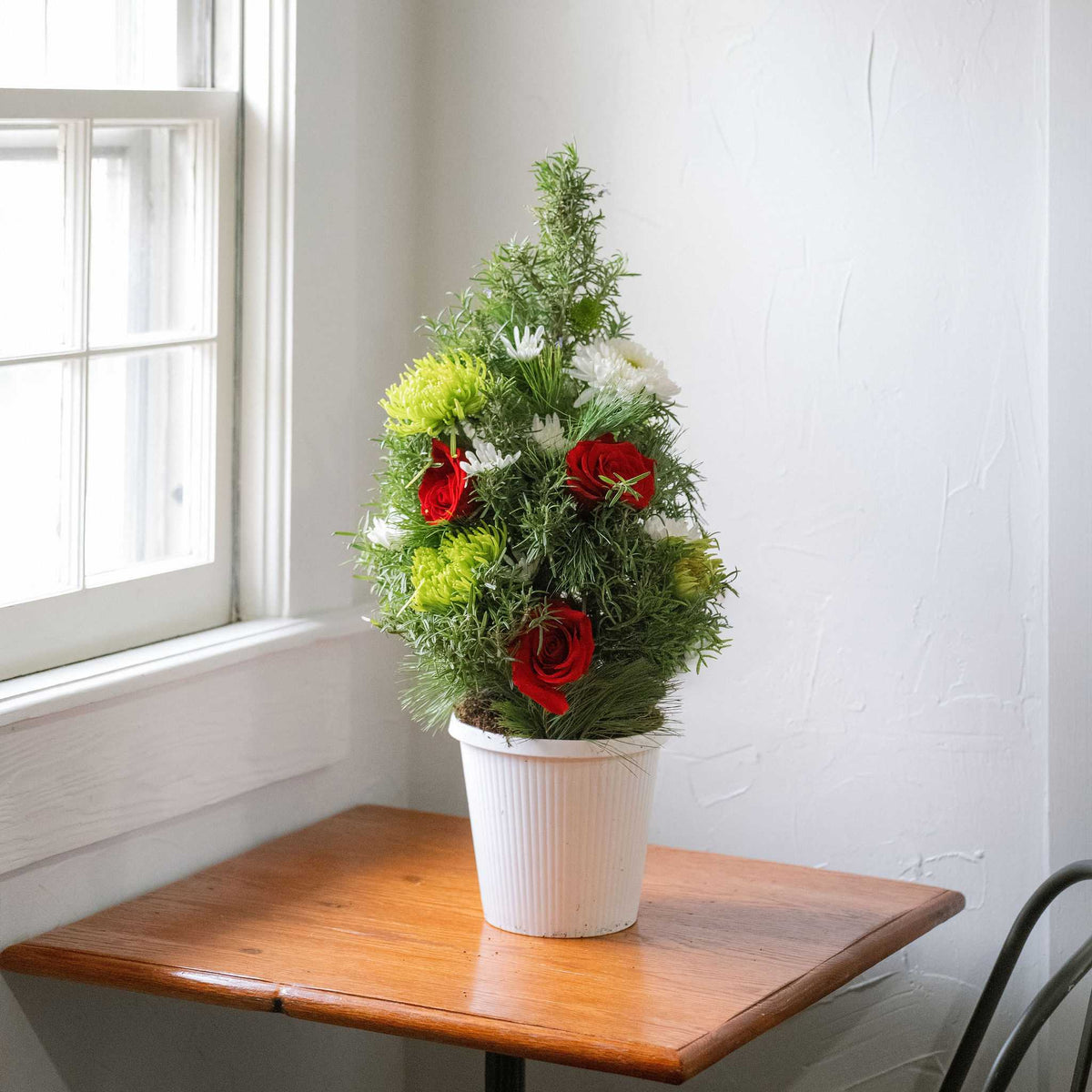 holiday arrangement in Fluted Jardiniere