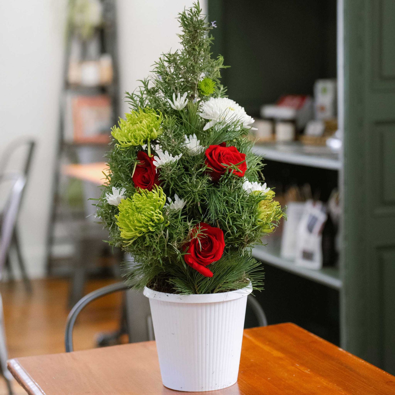 holiday arrangement in Fluted Jardiniere