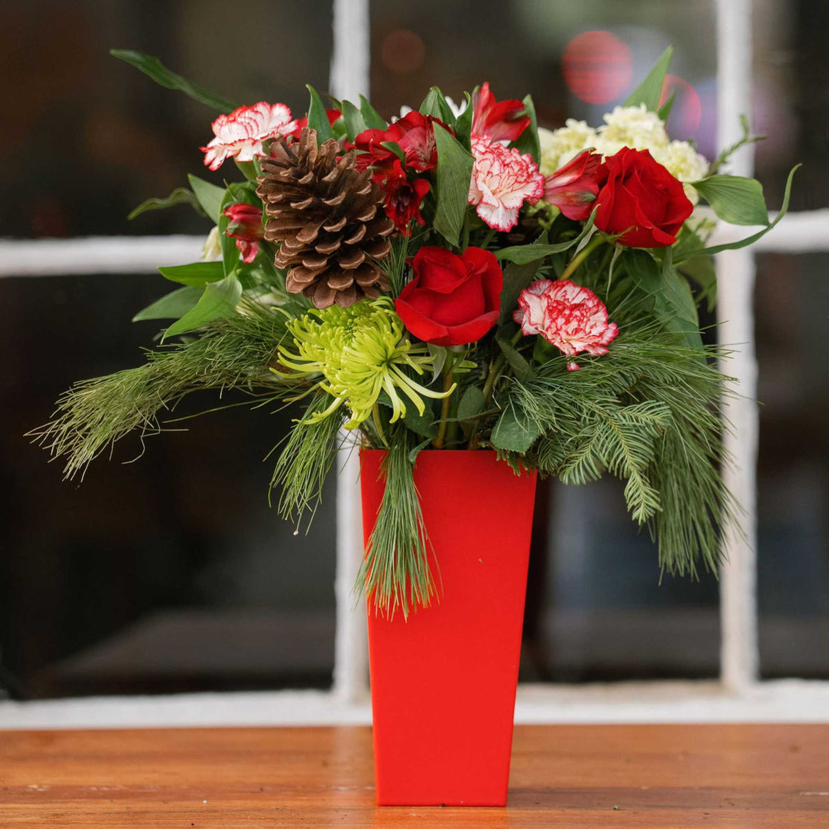 holiday red tall tapered vase