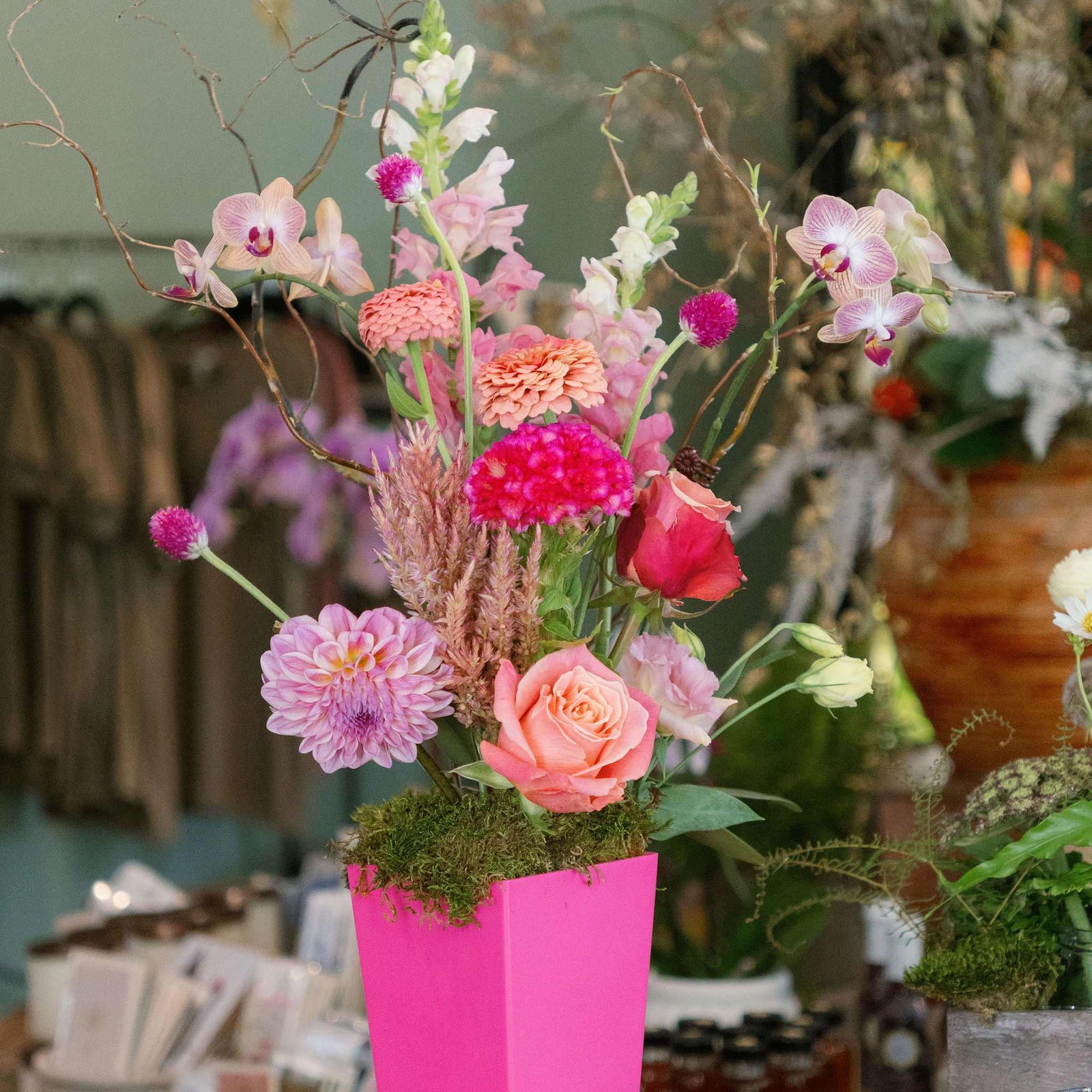 Tall Tapered Raspeberry Vase Arrangement